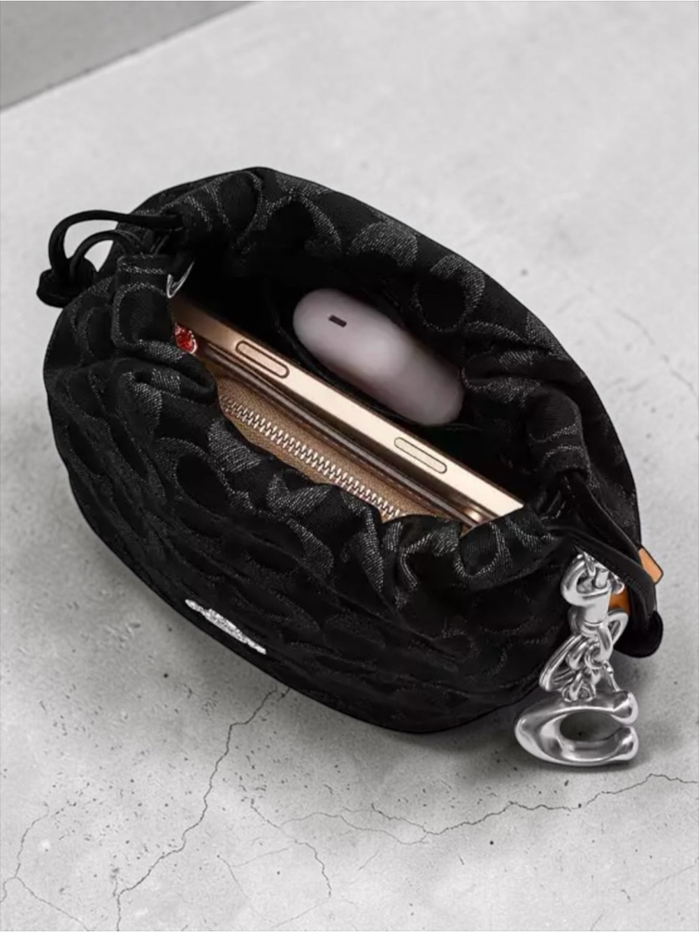 Coach Faye Mini Drawstring Bag, CCZ45, Black Denim, NWT - Picture 4 of 10